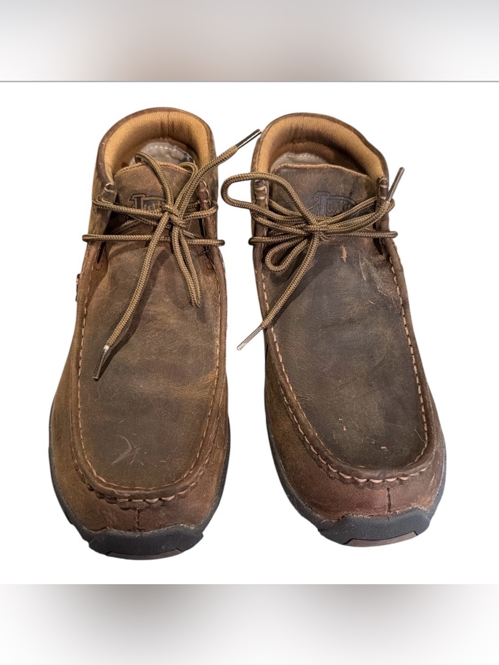 Justin Boots Men's Cappie (Style 232) Moc-toe Square Design. Size 11M Brown